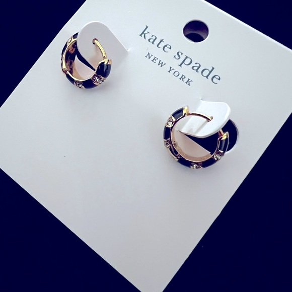 Kate Spade Black and Gold Hoop Earrings - Picture 5 of 6